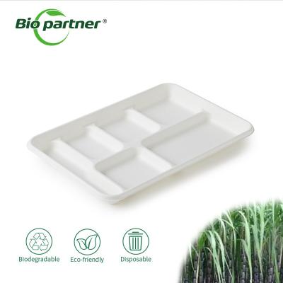 Chine Wedding Party Degradable Sugarcane Bagasse Plate Disposable Paper Fast Lunch Food Tray à vendre