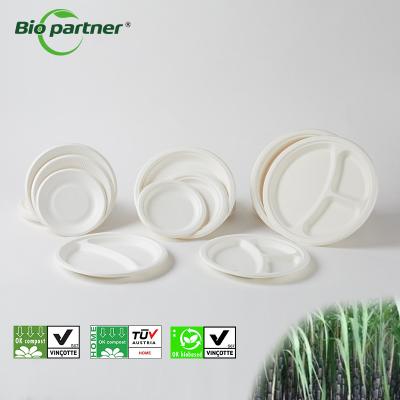 Китай Home Restaurant Bar Hotel Wedding Party Compostable Bagasse Paper Plate Pulp Tableware продается