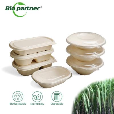 中国 16oz 32oz Disposable Natural Biodegradable Take Away Round Salad Bowl Square Container 販売のため