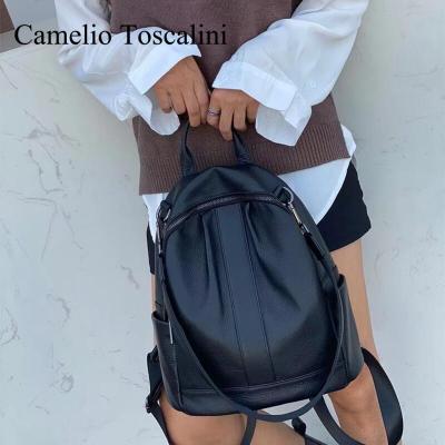 China Waterproof Simple Customizable Fashion Cowhide Leisure Backpack Modern Portable School Bags for sale