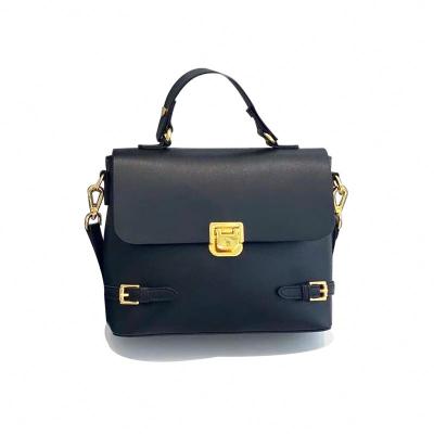 China Lady Underarm Retro Lady Black Leather Durable Fashion Shoulder Young Women Messenger Bags for sale