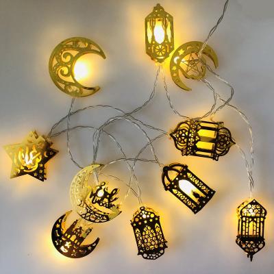 China New Custom Muslim Eid Light String LED Wrought Iron Moon Castle Palace Light for Ramadan Eid al-Adha Decoration for sale