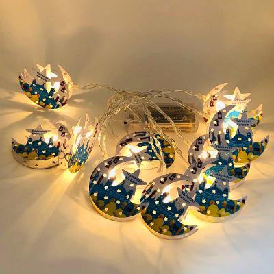 China Custom Muslim Middle Eastern Palace LED Moon Lights Eid al-Fitr Ramadan Lantern Decoration Diwali Light String Led Battery Lighting for sale