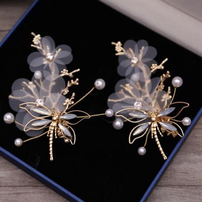 China JS ALLOY Dragonfly Tassel Hairpin Jewelry Hair Accessories Costume Wedding Handmade Dragonfly Headdress for sale