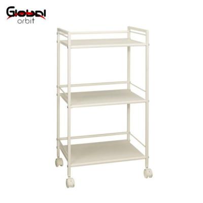 China Professional Organization Modern Wire Mesh 3 Tier Storage Office Desk Cart On Wheels for sale