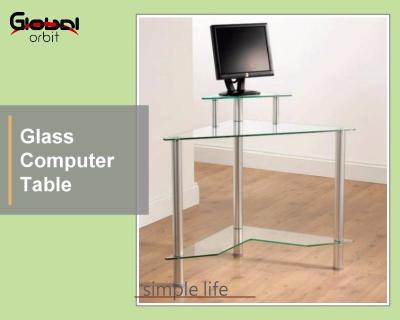 China Corner PC Desk Metal Frame Tempered Glass Office Conference Computer Desk for sale