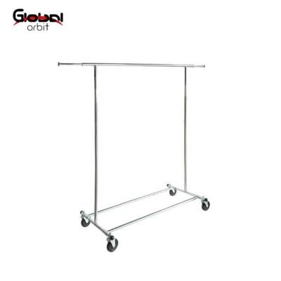 China Adjustable Single Bar (Size) Commercial Grade Heavy Duty Rolling Garment Rack Hanger Rack for sale