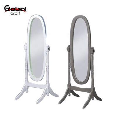 China Traditional antique entrance dressing wooden floor standing full length mirror for sale