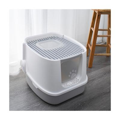 China Hot Selling New Design Plastic Cat Litter Box Easy Cleaning Toilet Box for sale