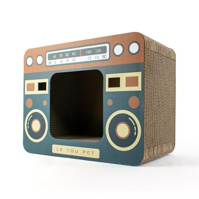 China Retro Cats Radio Game Console Shaped Cat Scratching Corrugated Cardboard Eco Cat House for sale