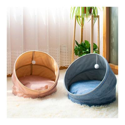 China Semi-enclosed Cat Kitty Bed Wholesale Soft Tent Cave Dog Bed New Design Breathable for sale