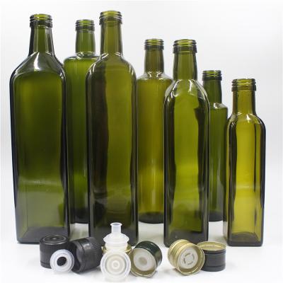 China Xingda Food Customize Olive Oil Bottle Green And Clear Square Glass Cooking Oil 750Ml Oil Bottle Dark Green Factory for sale