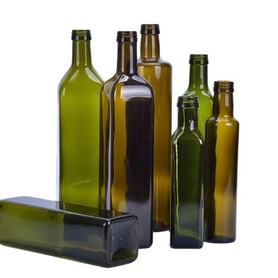 China Food Customize 250Ml 500Ml 750Ml Luxury Empty Square Cooking Oil Glass Bottle Olive Oil Marasca Bottles With Screw Cap Manufacturer for sale