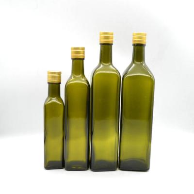 China Dark Green Square Empty Essential Olive Oil Bottle For Oil Factory Customized By Xingda Glass Oil 1000Ml 250Ml 500Ml 750M for sale