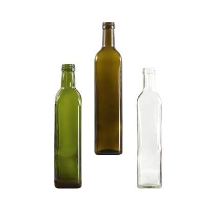 China Custom Wholesale 250Ml 500Ml 750Ml 1L Olive Oil Glass Bottles Square Blank Food Sauce Bottle With Aluminum Caps Supplier for sale