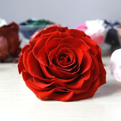 China 100% Preserved Nature Fresh Rose Artificial Flowers Decorative Natural Eternal Forever Immortal Flower Roses 9-10cm Preserved Real Rose Head for sale