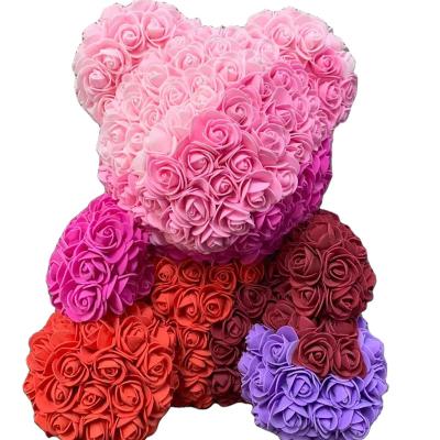 China Pe 40 Cm Artificial Flower Rose Bear Pe Foam Flower Bear Teddy Bear Christmas Valentine'S Day Gift Wholesale With Gift Box for sale