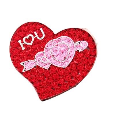 China Soap Rose Graduation Amazon Hot Selling 2023 Flower For Decoration And Gift Artificial Eternal Soap Rose In Heart Shape Box for sale