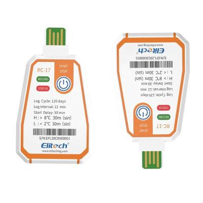 China Disposable Single Use Temperature Data Logger Elitech RC-17 PDF Tracker RC-17 for sale