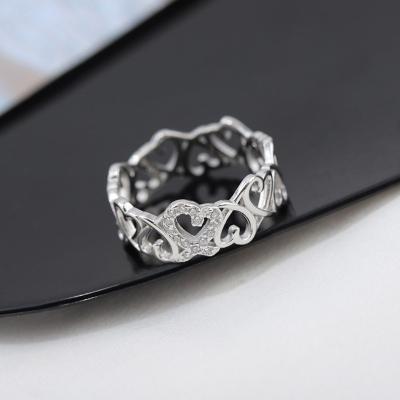 China TRENDY S925 Sterling Silver Engagement Party Wedding Rings Wholesale Fine Jewelry Heart Rings For Women Jewelry for sale