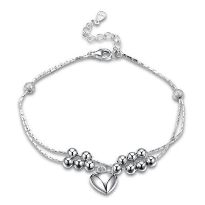 China CLASSIC 2022 Popular Stylish 925 Sterling Silver Adjustable Heart Shaped Beads Shape Bracelet Wholesale for sale