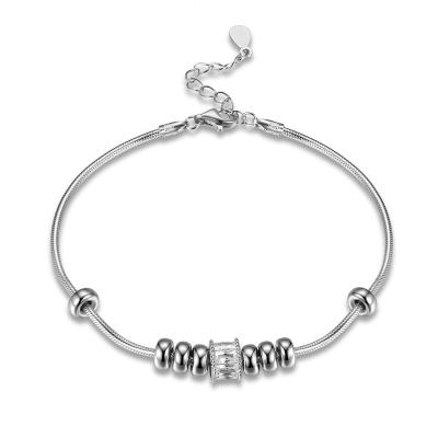 China Trendy 925 Sterling Silver CLASSIC Snake Bone Round Bead Zircon Bracelet Popular Selling 2022 for sale