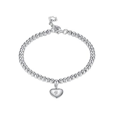 China Wholesale CLASSIC Sterling Silver Bracelet Fashion Boutique Simple Heart Shaped Romantic Beaded Bracelet for sale