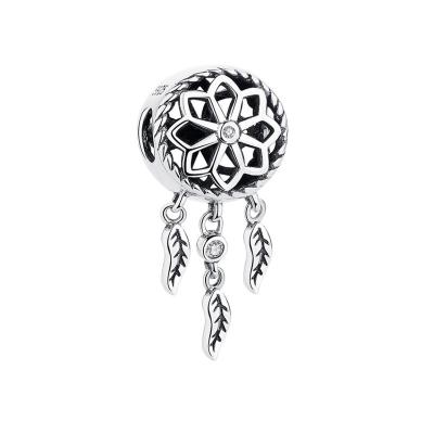 China Cute Sterling Silver Beads Factory Direct Sale The Dream Catcher Cavity Diamond Designer Beads Charms For DIY Bracelet for sale