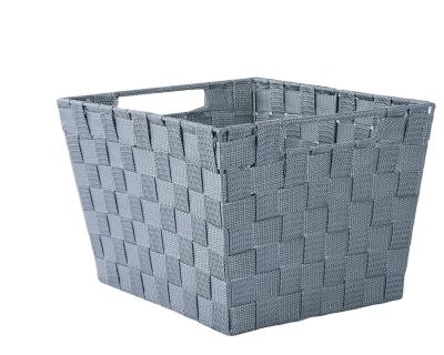 China Good quality viable fashionable custom storage comfortable handmade woven woven leather basket storage box with handle for home for sale