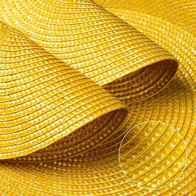 China Sustainable 13 Inch Yellow Round PP Woven Heat Resistant Washable Non-Slip Place Mats Set Of 6 Table Mats for sale