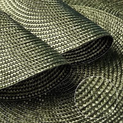 China 13 Inches Durable Heat Resistant Olive Washable Non-Slip Place Mats Around PP Braided Set Of 6 Table Mats for sale