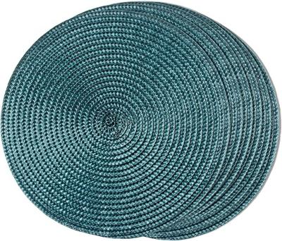 China Sustainable 13 Inch Blue Round PP Braided Heat Resistant Washable Non-Slip Area Mats Set Of 6 Table Mats for sale