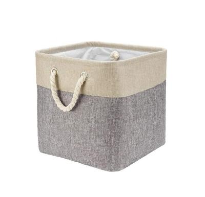 China Fast Delivery Portable Cloth Decorative Baskets Bins Decorative Trash Cans With Cotton Rope Handles for sale