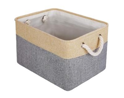 China Good Quality Viable High Standard Folding Storage Box Price With Cotton Rope Handle Storage Canvas Basket for sale