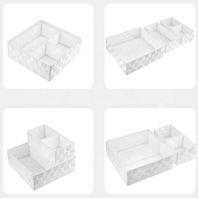 China Woven Storage Box Woven 4 Pack Nylon Basket Storage Basket White Bin Bin Container Box for sale