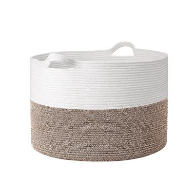 China Hot Selling Customized Sustainable Stretching Amazon Good Quality Toy Storage Cotton Rope Basket Special Design Large With Handle for sale