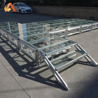 China Wedding Party Factory Outlet Steps To Wedding Outdoor Performance Acrylic Aluminum Glass Deck Non Slip Step for sale