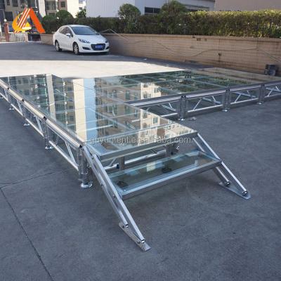 China Wedding Party Factory Supply Alloy Clip Aluminum Frame Glass Stage Directly for sale