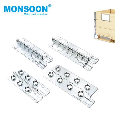 China Wooden Box Hinge Galvanized Pallet Collar Hinge Metal Stamping Steel Hinge Price for sale