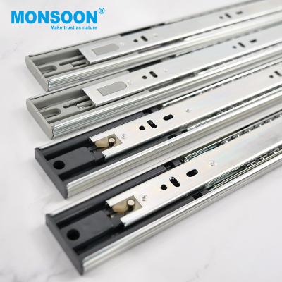 China Modern 45mm Ball Bearing Push Drawer Open Telescopic Slide Channel Heavy Duty Drawer Rail Drawer Slide for sale