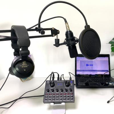 China Factory wholesale metal computer V8plus+bm800 live USB recording mixer sound card set for sale