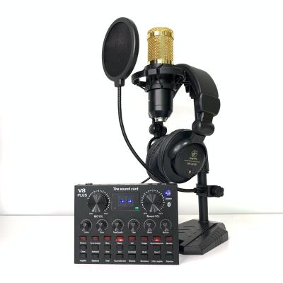 China Noise Canceling Sound Card Home Headphone Microphone Condenser Disc Studio Full Set For Live Stream for sale