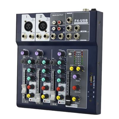 China F4 Mixer with USB Stage Mixer, Professional Karaoke 4 Channel Spooky Power Live Mixer F4usb for sale