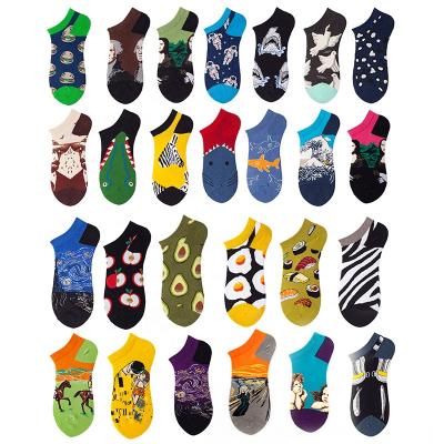 China Wholesale Novelty Antibacterial Funny Design Breathable Happy Socks For Men Oil Painting Art Ankle Unisex Socks for sale