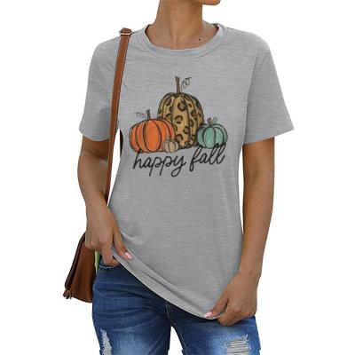 China Anti-wrinkle Newseason Women's Fashion Short Sleeve Pumpkin Print O-neck Loose T-shirt Halloween Short Sleeve T-shirt for sale