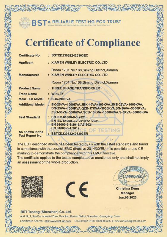 CE - Xiamen Winley Electric Co.,Ltd