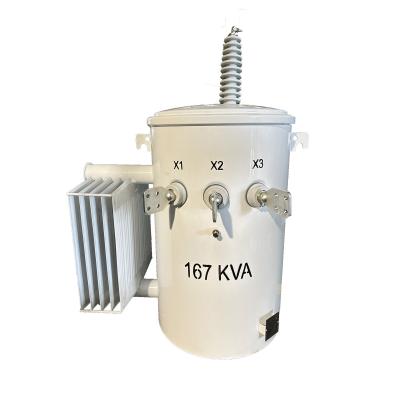 China Power Pole Transformer 167kva Single Phase Pole Mounted  Distribution Transformer 34500V To 240v for sale