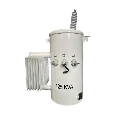 中国 125KVA シングルフェーズポールマウント トランスフォーマー オイル浸水 配電 34.5KV から 120V 販売のため