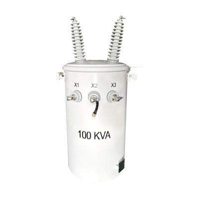 중국 100KVA 단일 단계 전극 상부 분배 트랜스포머 기름 잠수 34500V 120V 판매용