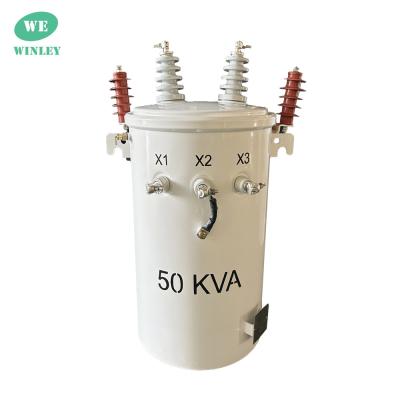 China 50kva monofásico, montado en un poste, con aceite de transformador, sumergido en el agua, de 12,47 KV 304SS ANSI / IEEE C57 en venta